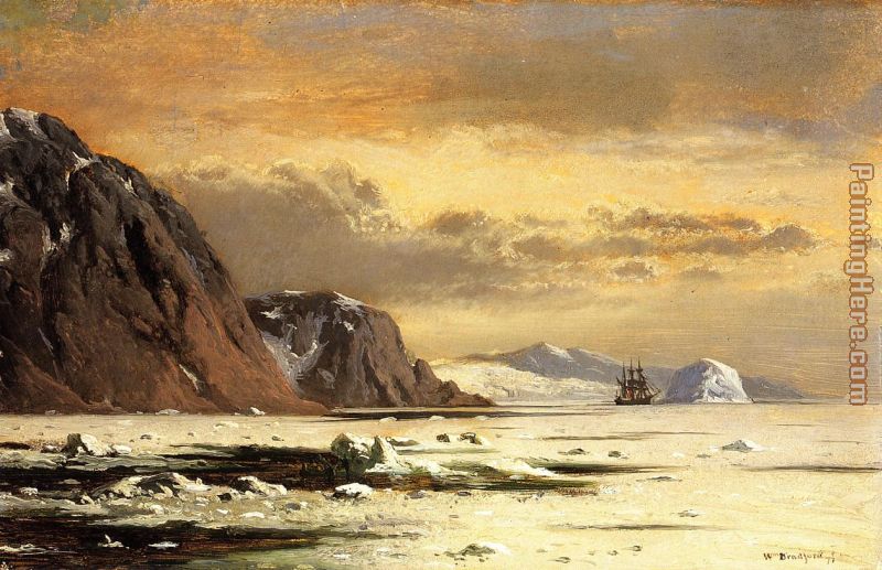 Seascape with Icebergs painting - William Bradford Seascape with Icebergs art painting